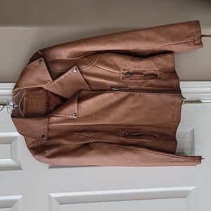 Max Studio size M distressed brown moto jacket